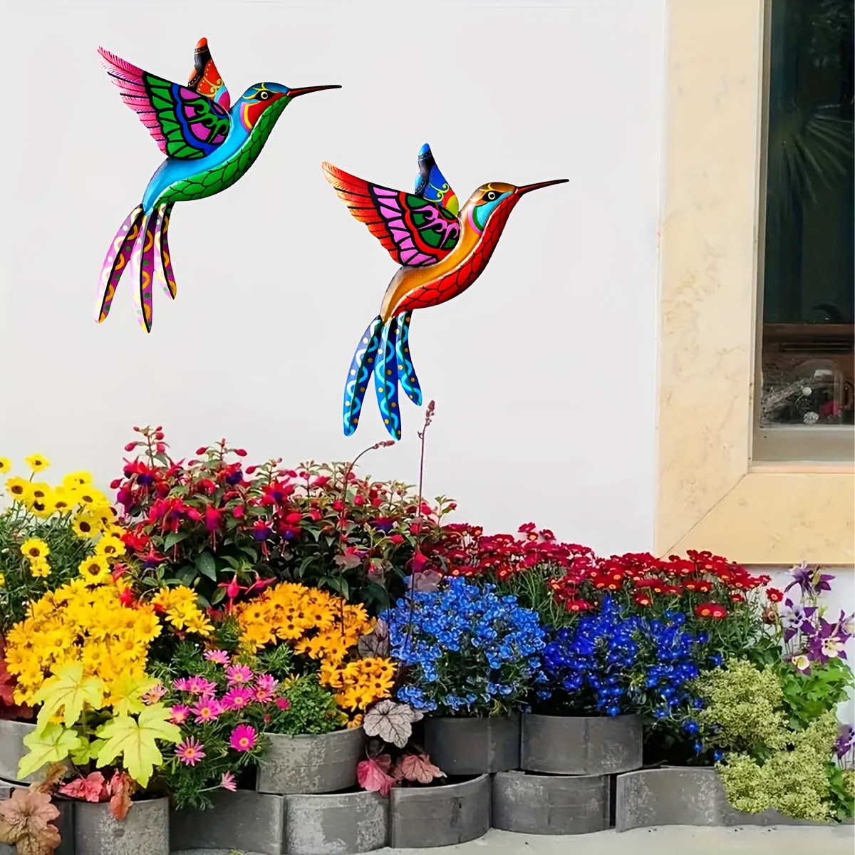Fleur de colibri tridimensionnelle en acrylique pour sol de patio