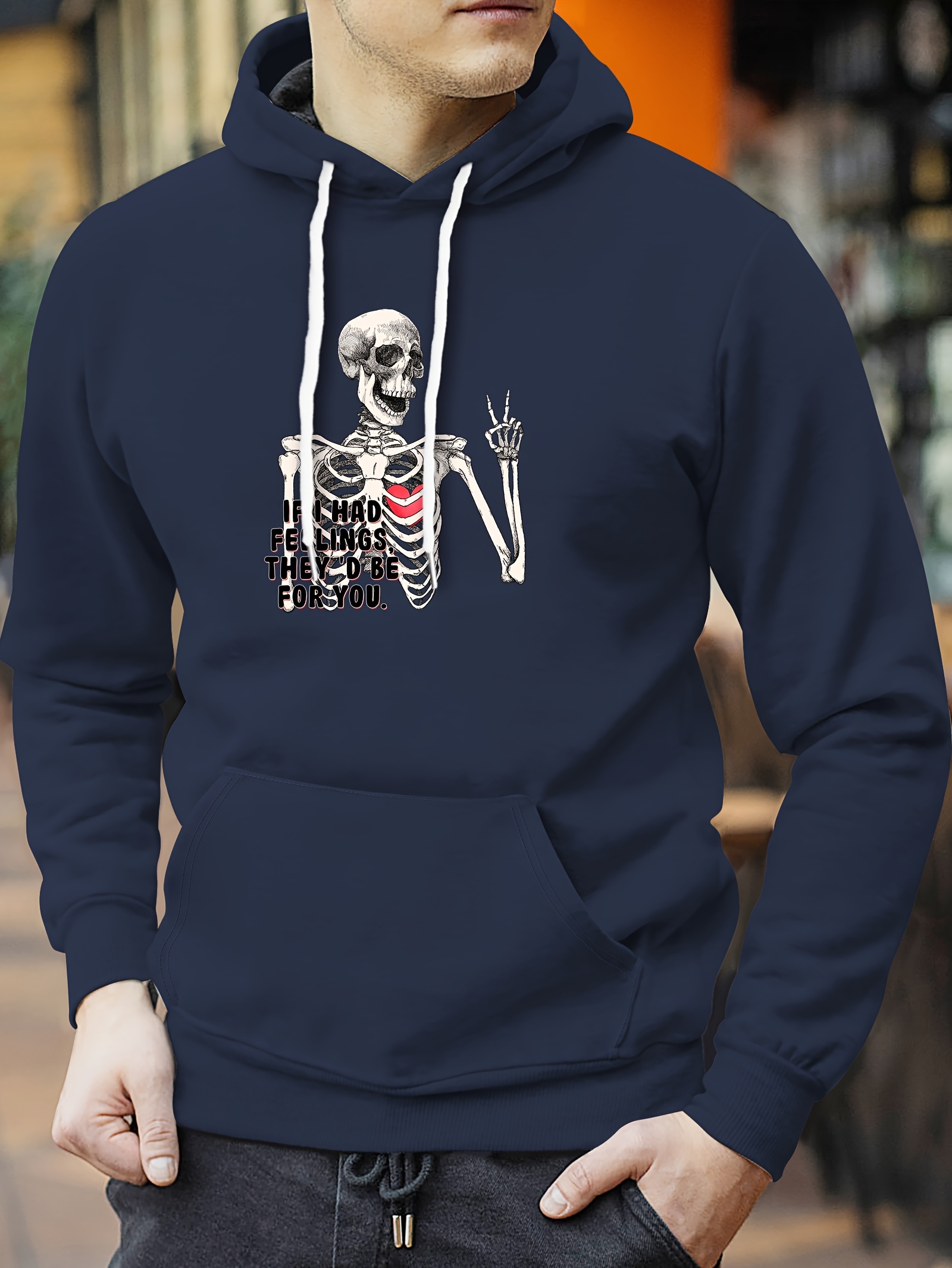 skeleton impresión hombres sudadera capucha cuello Temu