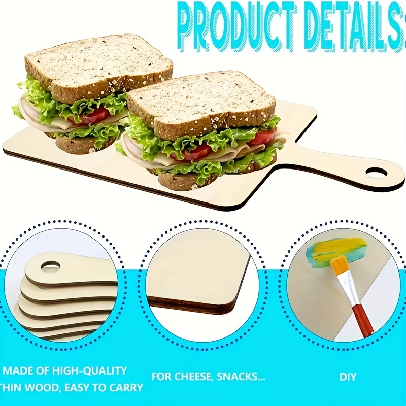 6Pcs Paddle Cutting Board with Handle Cheese Board Serving Board Wood