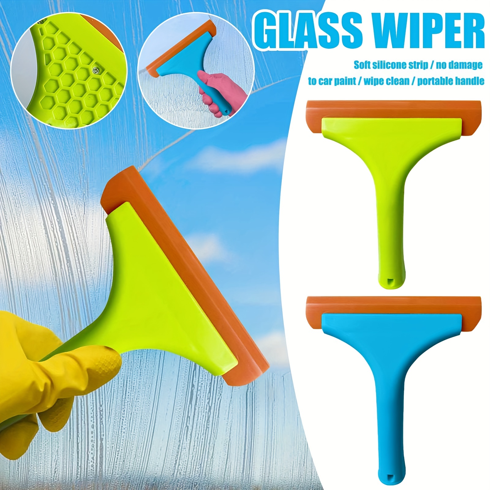 5 Inch Orange Red Blue Car Window Glass Cleaning Squeegee Silicone