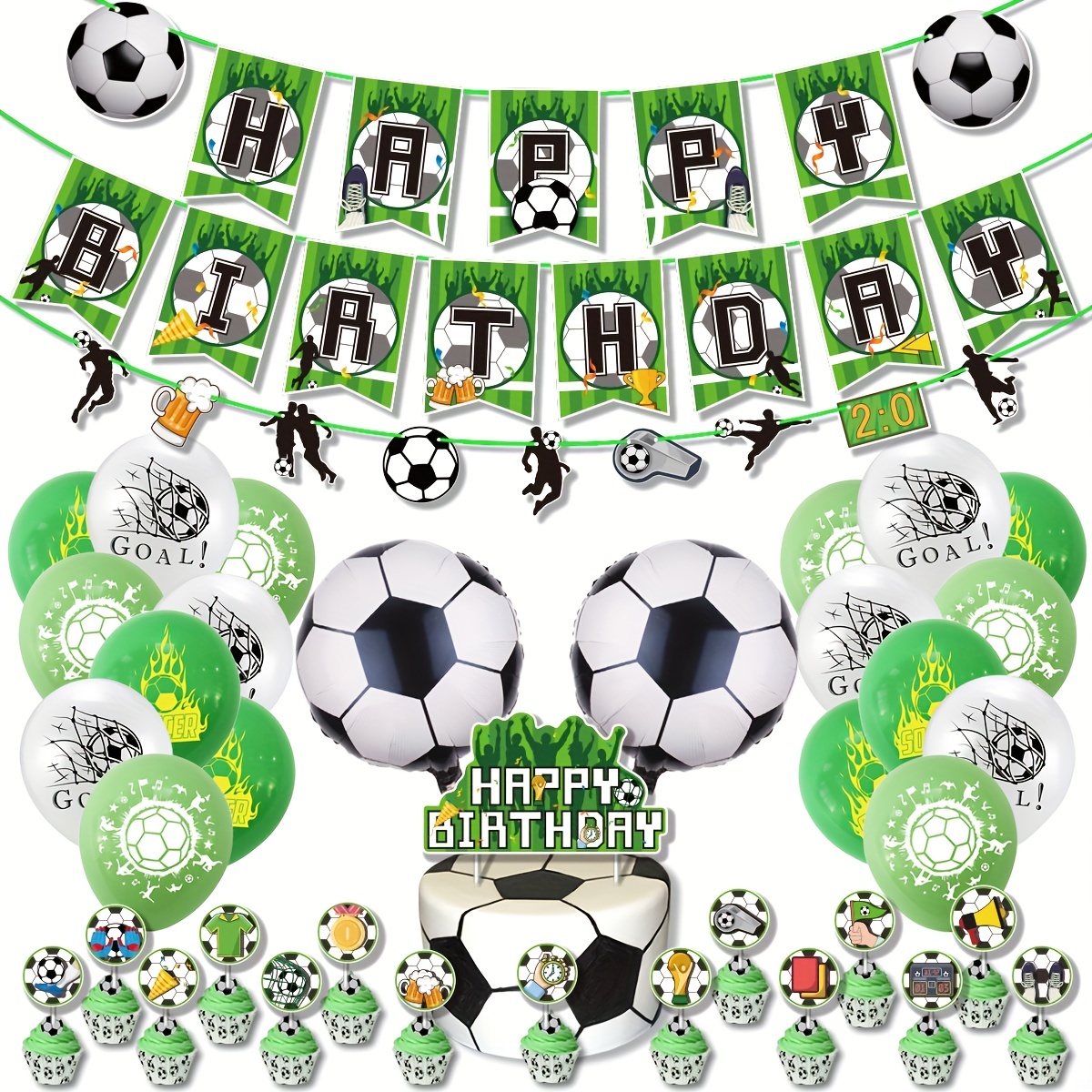 36 decoraciones para tartas de fútbol para tartas de fútbol para fiestas  temáticas de fútbol, fiesta temática de fútbol, suministros de fiesta