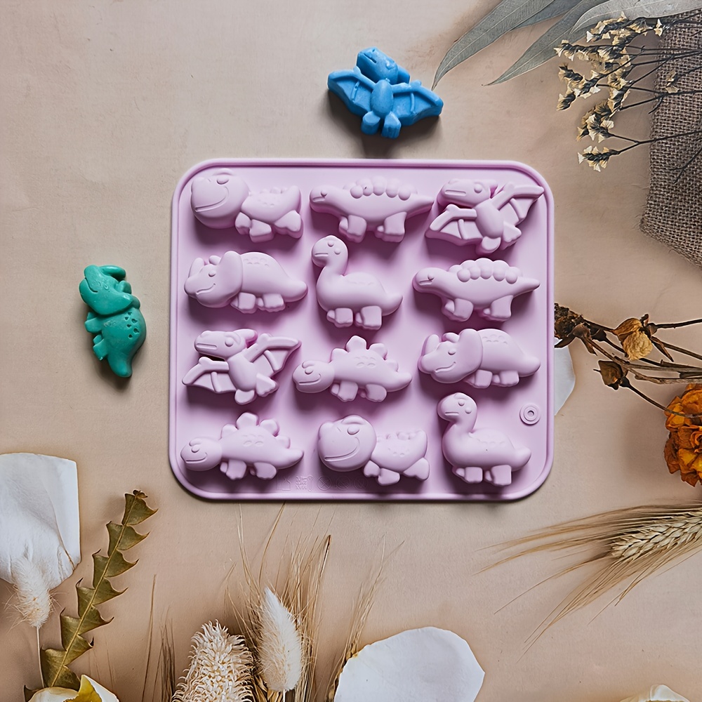 Amison 2Pcs Dinosaur Silicone Molds, 6 Grids Different Shapes Candy Fondant  Mould, Cute Cartoon Dino Chocolate Gummy Mold Tray, Baking Decorating