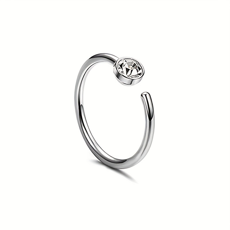 5pcs Hoop Nose Ring Set, Zircon Style Stainless Steel Jewelry