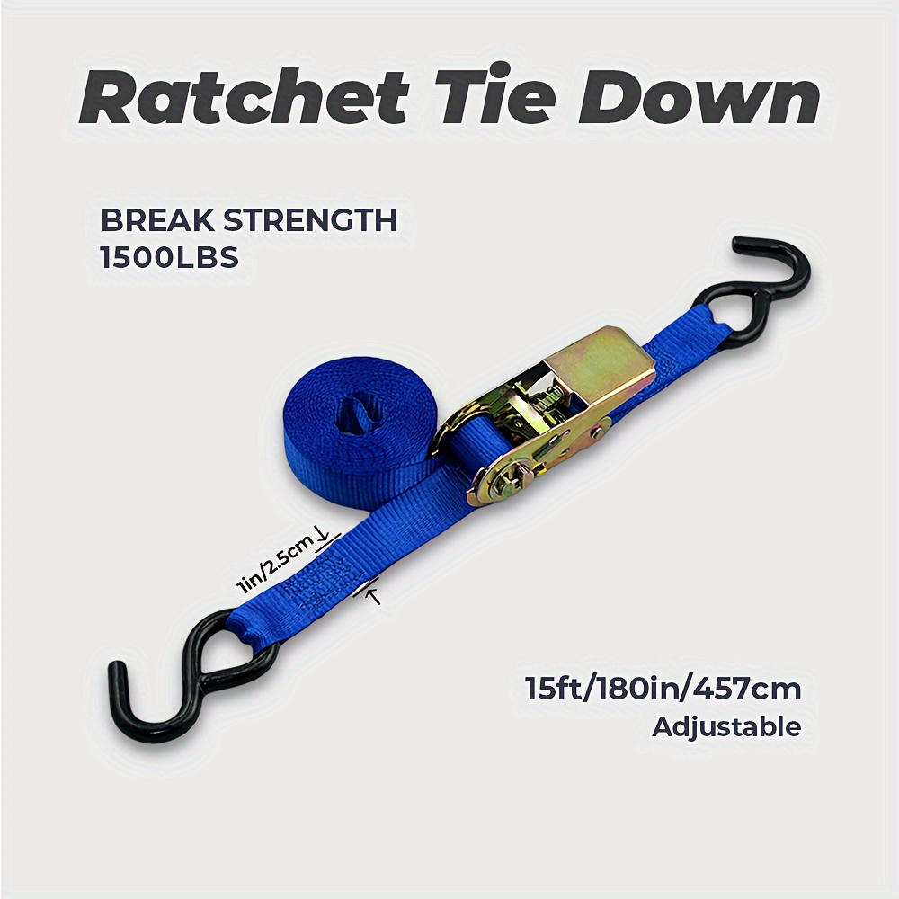 Heavy Duty Ratchet Tie down Strap With Double J Hooks - Temu