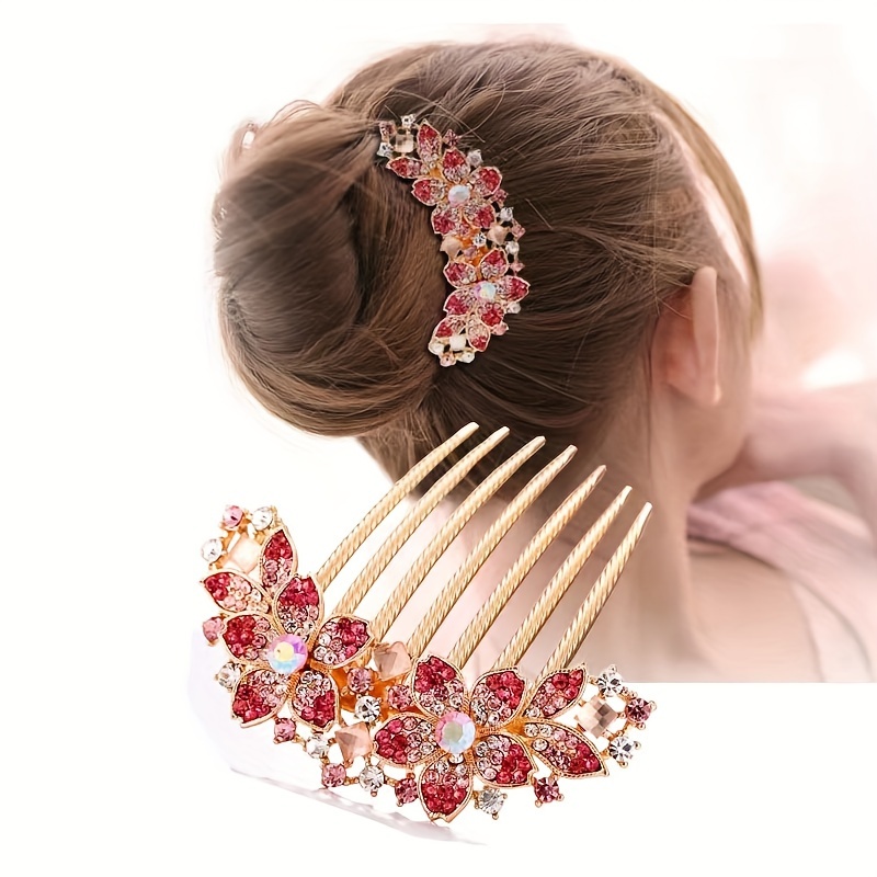 

1pcs Crystal Rhinestone Flower Hair Side Comb Vintage Hairpin Barrette Wedding Party Banquet Hair Accessories