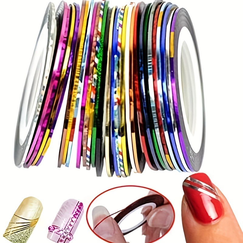 

30 Pcs Multicolor Mixed Colors Rolls Striping Tape Line Nail Art Decoration Sticker Nail Tip