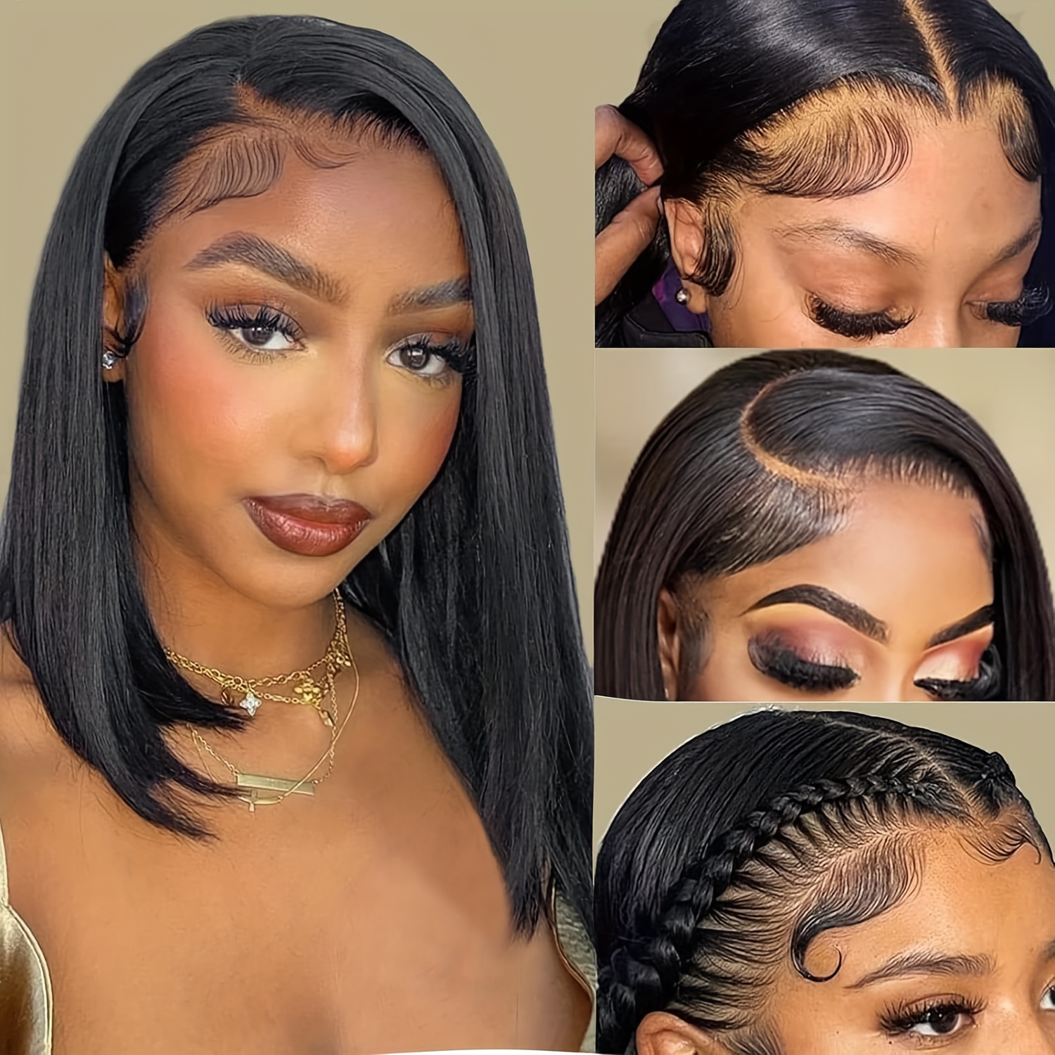 Bob Wig Human Hair 13x4 HD Lace Front Wigs 150 Density Glueless Pre Plucked  with Baby Hair Short Bob Wigs for Black Women (12 Inch Natural Color) 12  Inch Natural Color