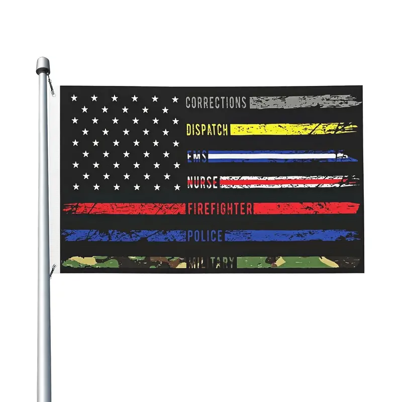 1pc multi line american flag vivid color fade proof canvas header and double stitched double print flags 2x3ft 3x5ft details 6