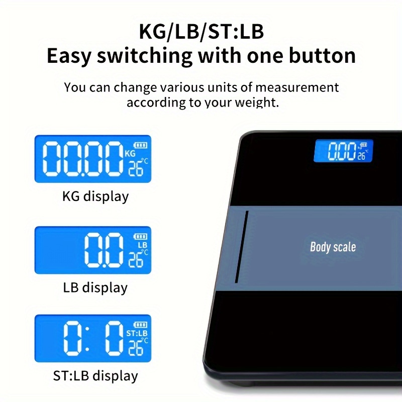 Digital Bathroom Scale With Temperature, Highly Accurate Body Weight Scale  With Lighted Lcd Display, Round Corner Design, - Temu