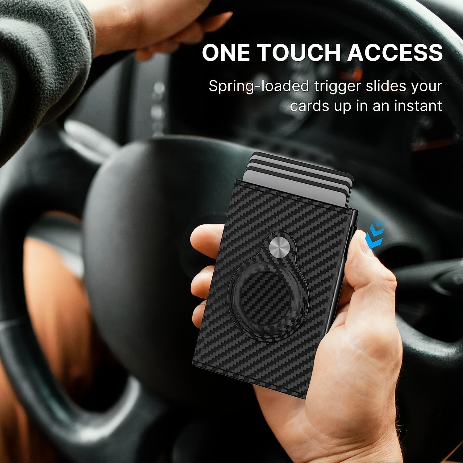 1pc Mens Anti Theft Scanning For Air Tag Wallet Carbon Fiber Trifold