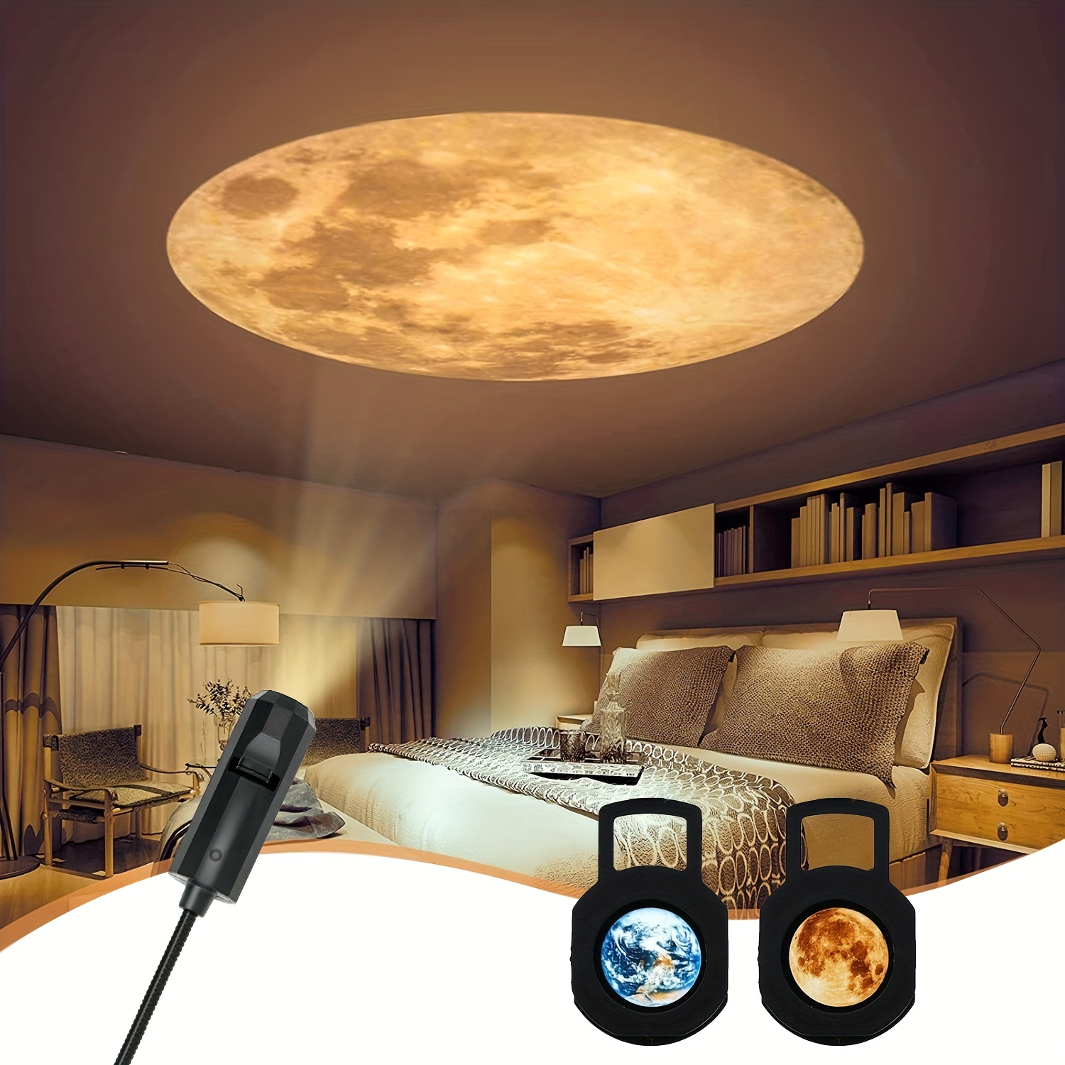 

Moon Earth Projector Usb Night Light 360 ° Rotating Moon Atmospheric Projector Is Used For Home Bedside Tables And Bedroom Living Room Halloween/thanksgiving Day/christmas Gift