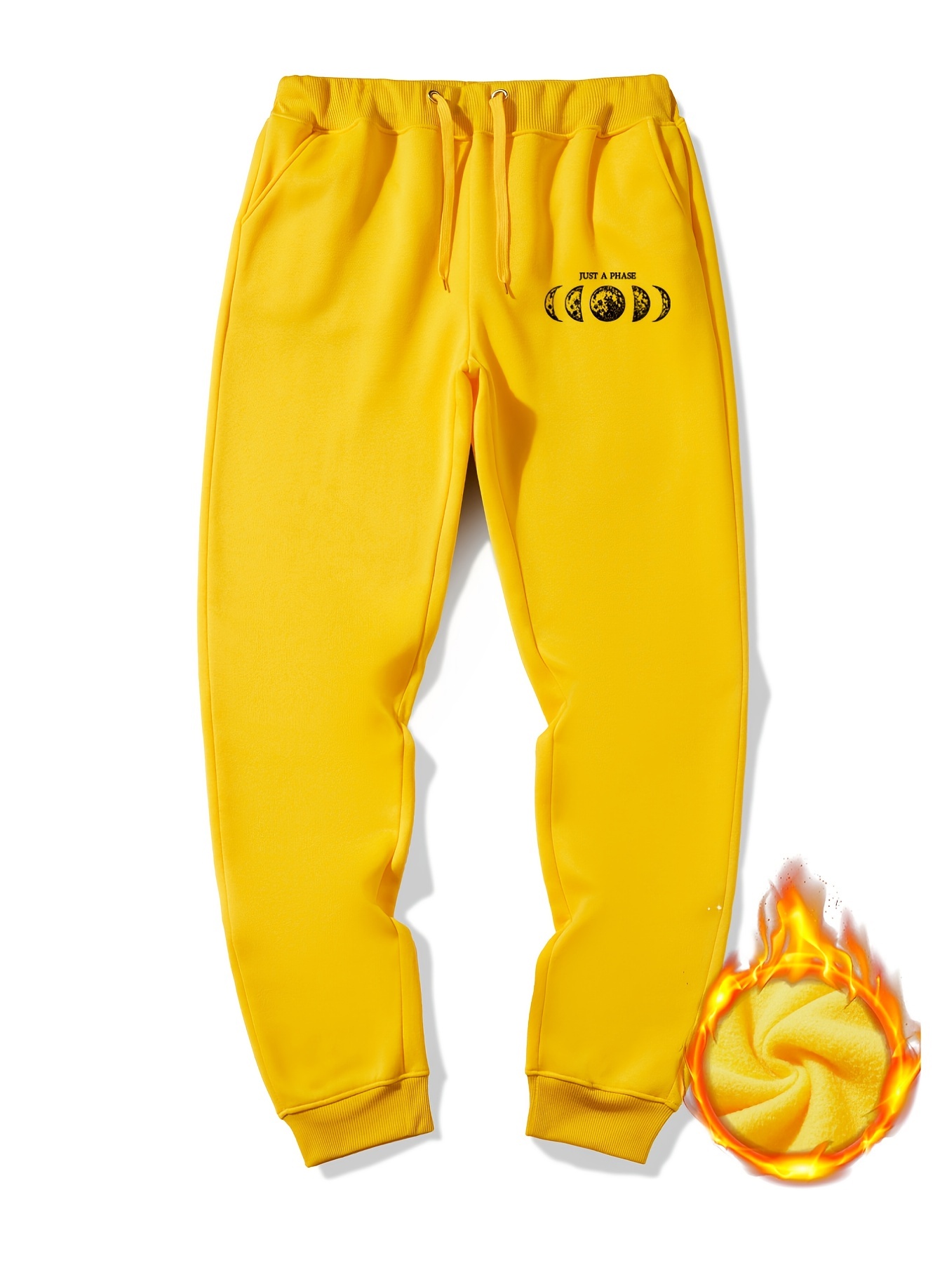 Moon Print Warm Sweatpants Men's Jogger Pants