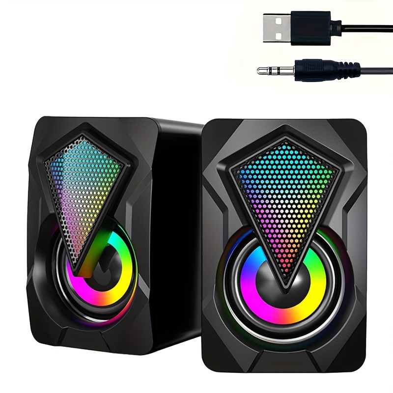 Computer Speakers, 5Wx2, Deep Bass In Small Body, Stereo 2.0 USB Powered  3.5mm Aux Multimedia Speakers, PC Laptop Desktop Speakers