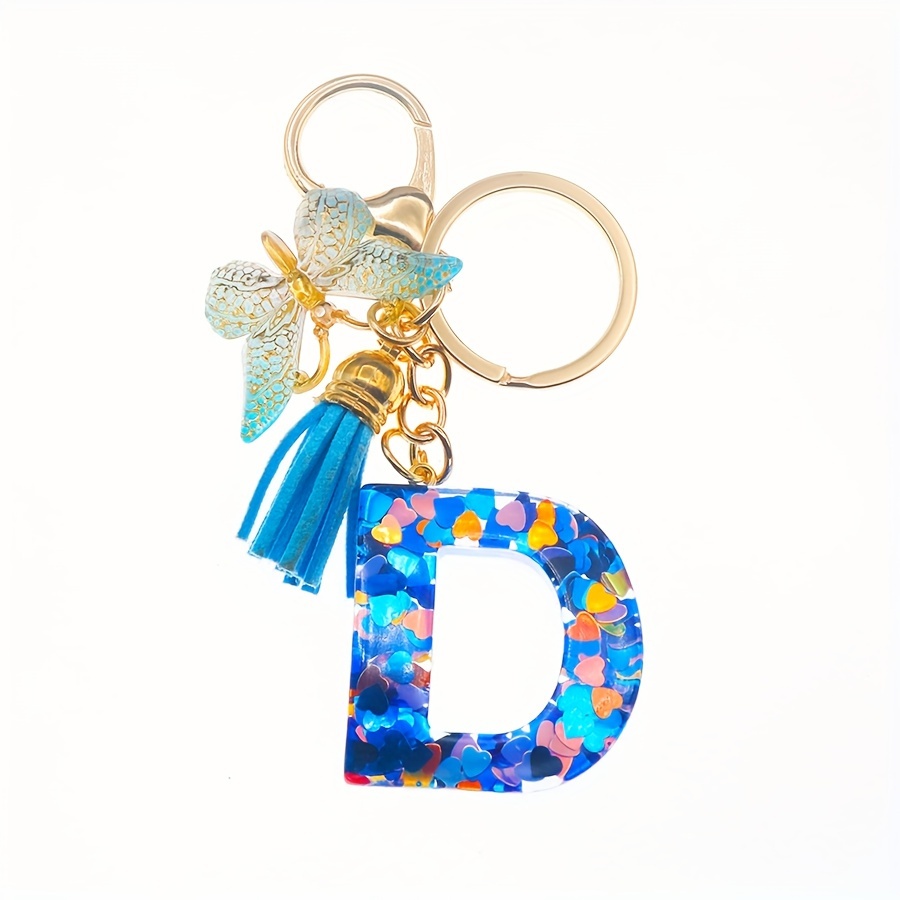 Glitter Letter Keychain Letter Initial Keyring Stocking Stuffers