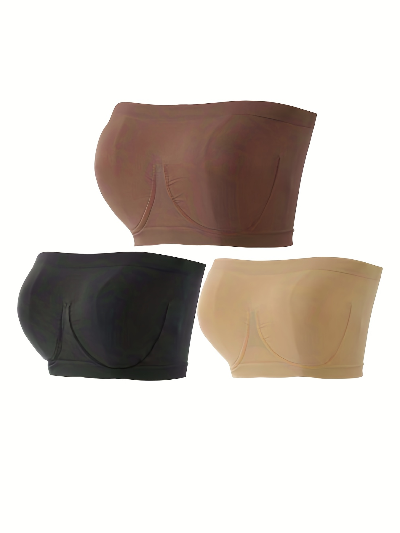 Solid Strapless Bandeau Bra Invisible Push Stretch Everyday - Temu Canada