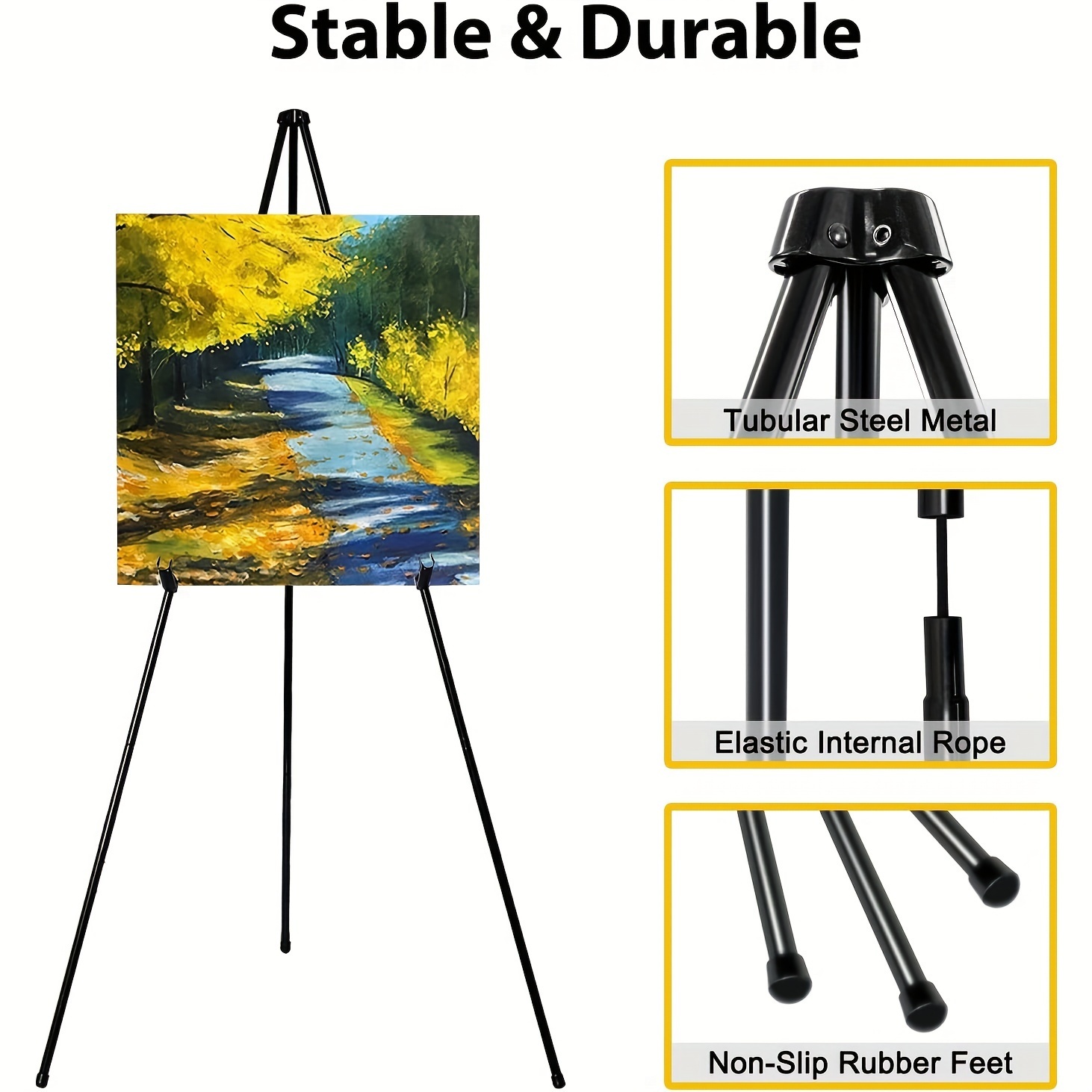 Art Painting Easel Stand, Portable Adjustable Aluminum Metal Tripod Artist  Easel with Bag Height from 17 to 66 Inch for Table-Top/Floor Drawing and  Displaying, Silver 