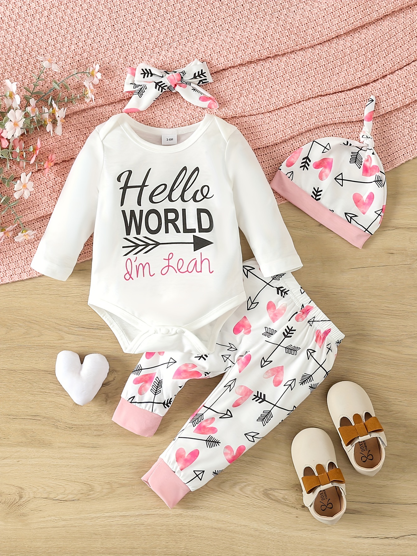 Conjunto 3 Pzas Cómodo Lindo Bebé: Mameluco Gráfico Letras + - Temu