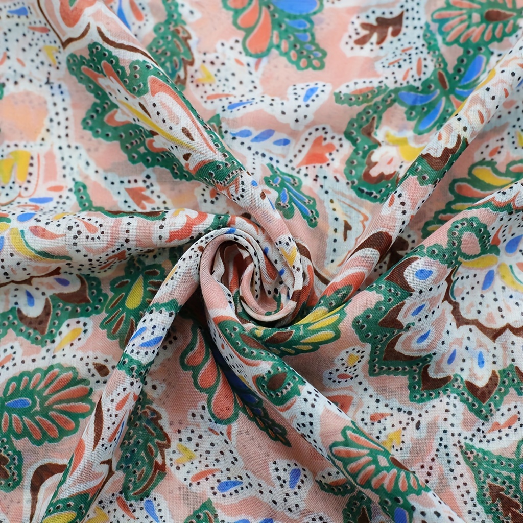 Vintage Floral Paisley Print Scarf Boho Block Tassel Shawl