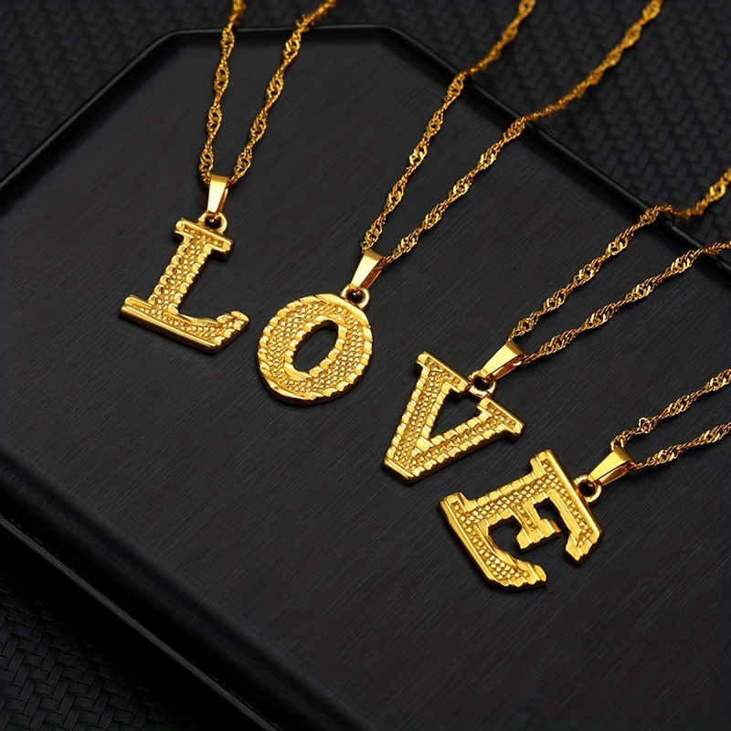 Golden Initial A Pendant Necklace Letter A Alphabets Charm