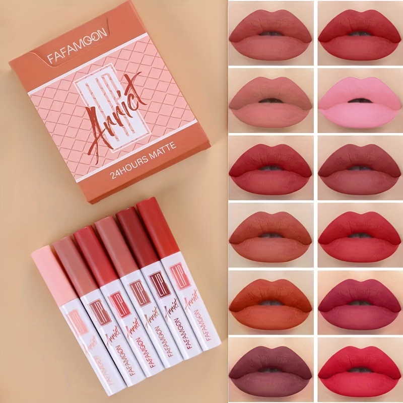 

6pcs/set Non-stick Matte Lip Glaze Set - Easy To Apply And Long-lasting Lip Gloss For Girls And Women Valentine's Day Gifts
