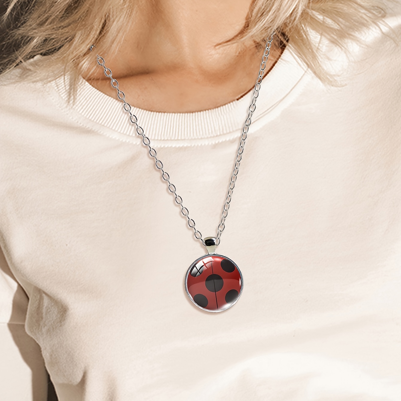 Ladybug Pattern Time Gemstone Collana In Argento Gioielli - Temu Italy