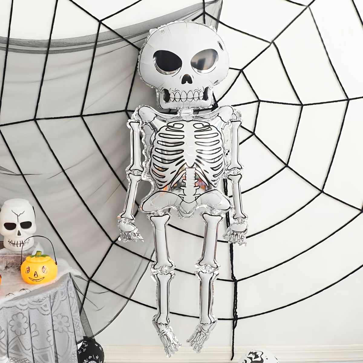 

1pc, 62-inch New Alien Skeleton Aluminum Film Balloon, Party Decoration For Halloween And Day Of The Dead, Secret Room Scene Props Haunted House Decoration