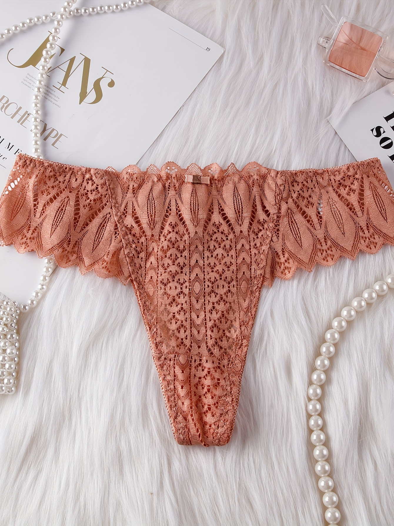 Sexy Thongs Lace Low Waist Solid Color Hollow Semi Sheer - Temu