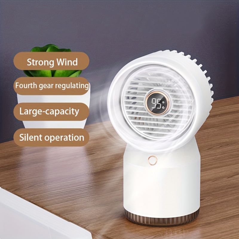 stay cool and comfortable anywhere with this portable water cooling fan usb rechargeable 4 speeds led light control