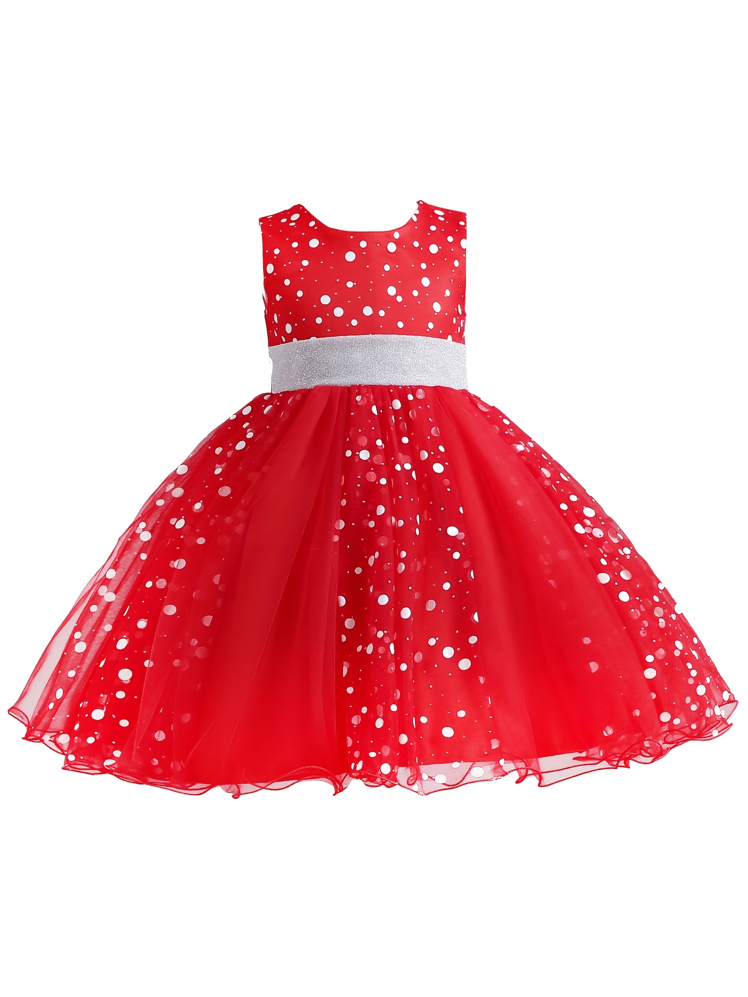  Outfits Party Sleeveless Gown Dress Kid Dots Prints