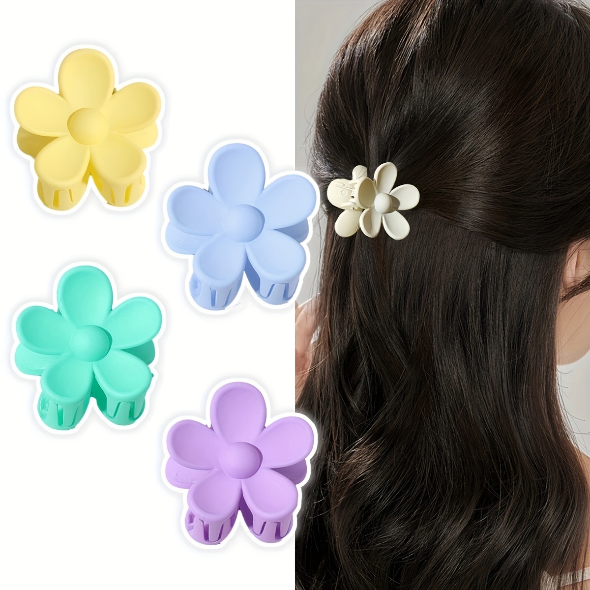 5 Pack Acrylic Hair Claw Clips Flower Shaped Plastic Jaw Clips, Candy Color  Non Slip Matte Cute Flower Shape Hair Clip, Barrette Hair Accessories For