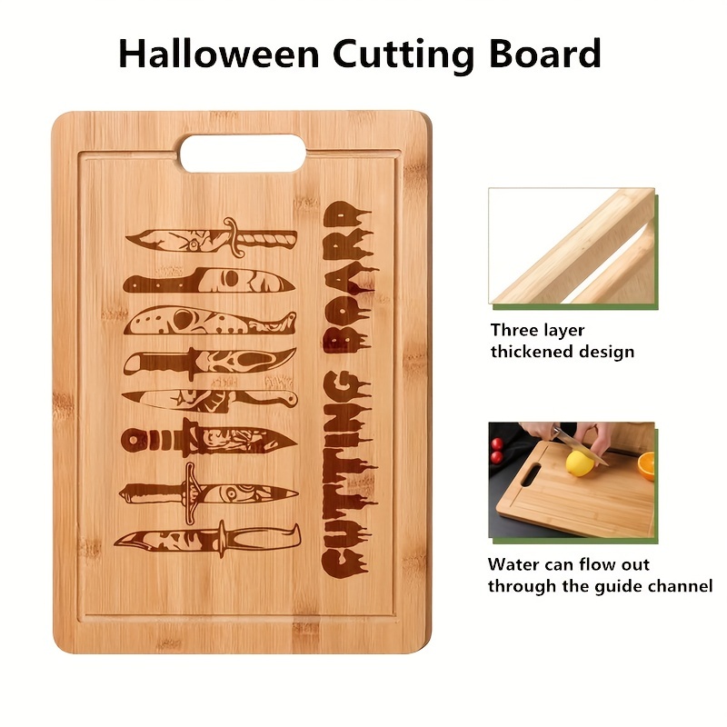 Multi-function Large Natural Bamboo Cutting Board Set with food