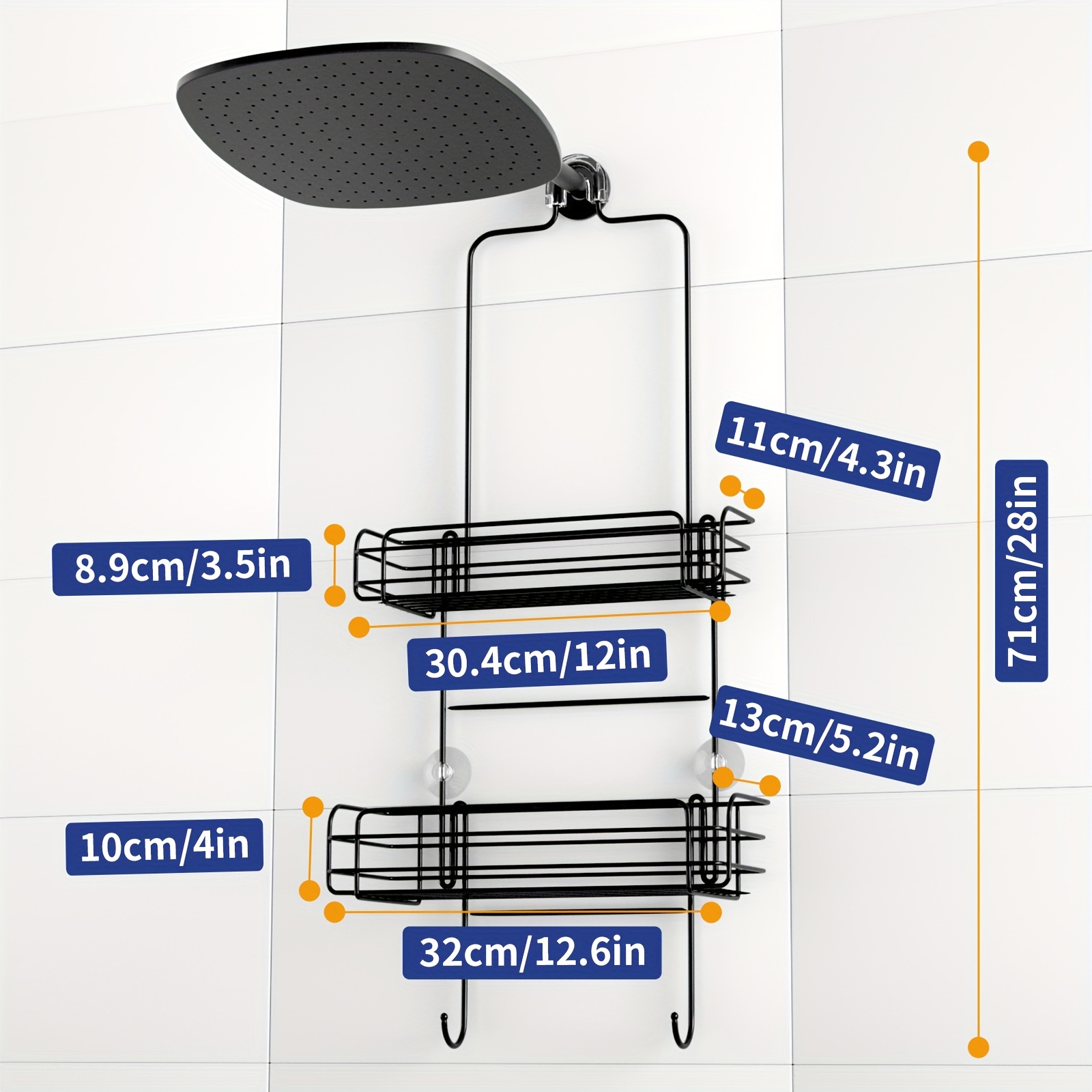 Shower Caddy Hanging Over Shower Head Bathroom Shelves - Temu