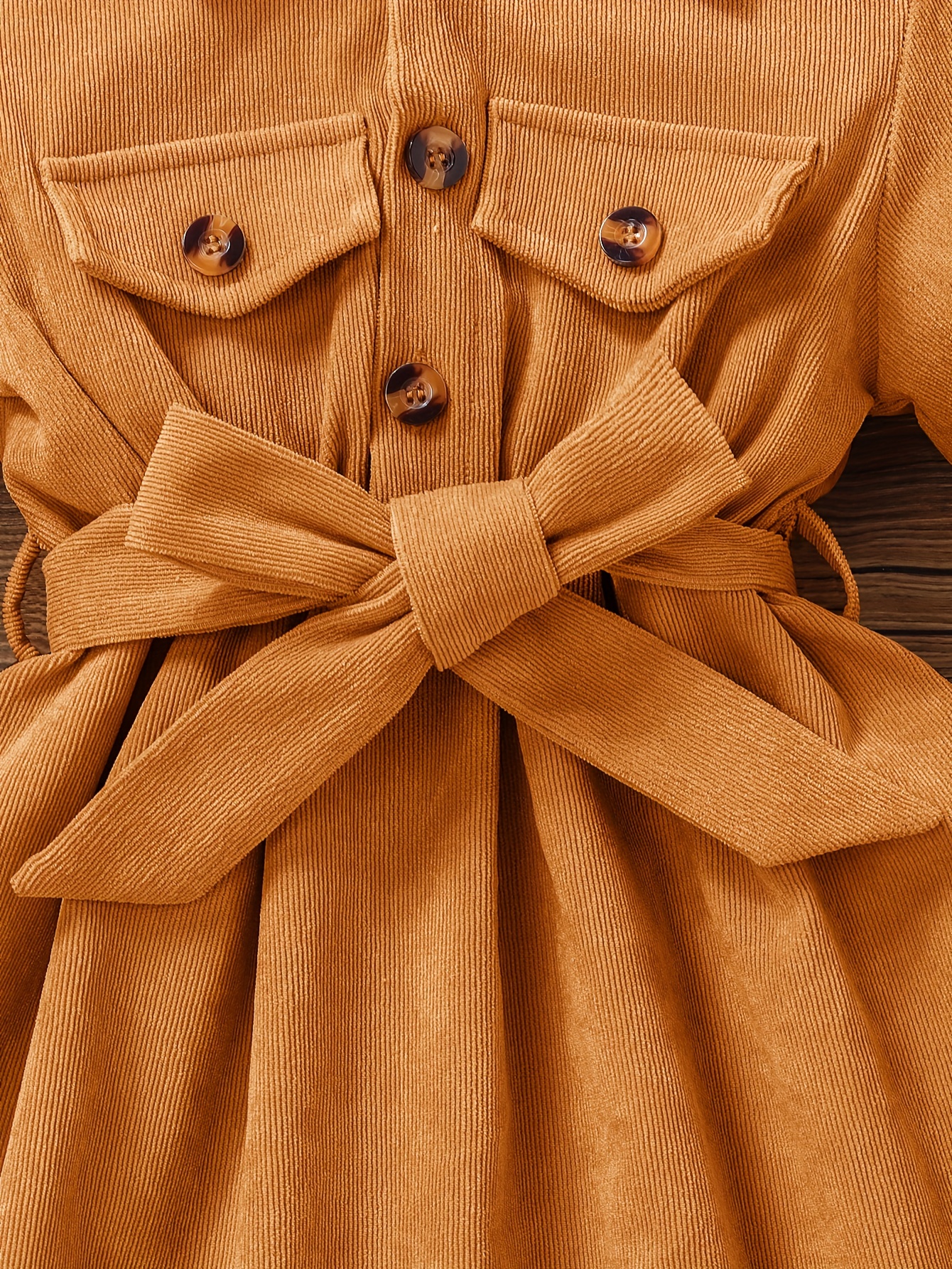 girls casual dress corduroy button front collar neck dresses with belt and hat set trendy kids autumn outfit details 51