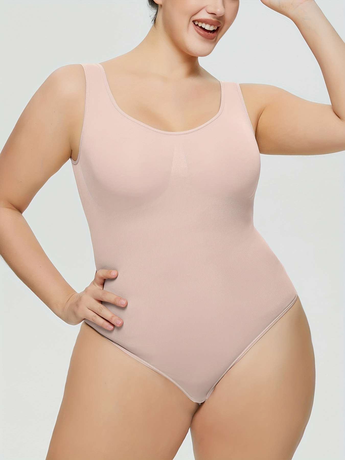 Plus Size Simple Shaping Bodysuit, Women's Plus Solid Sleeveless Tummy  Control Slimming Tube Shapewear Bodysuit - - Temu Canada