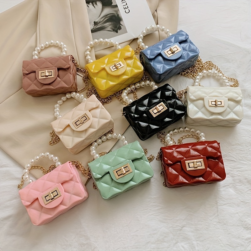 Waterproof Argyle Embossed Shoulder Bag Solid Mini Handbag