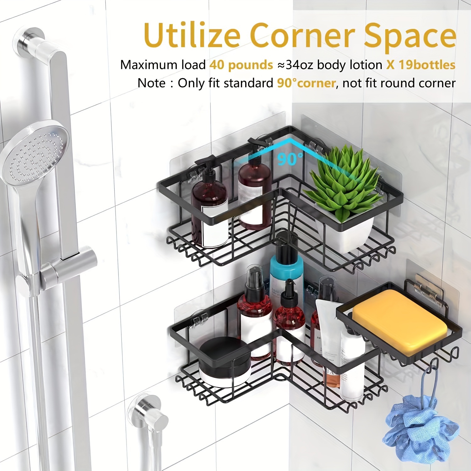 Corner Shower Shelves, Bathroom Storage Rack, Shower Shelf For Inside Shower,  Toothbrush & Soap Holder For Shower Wall, Bathroom Caddy Organizer, Shower  Caddy Basket, Bathroom Accessories - Temu
