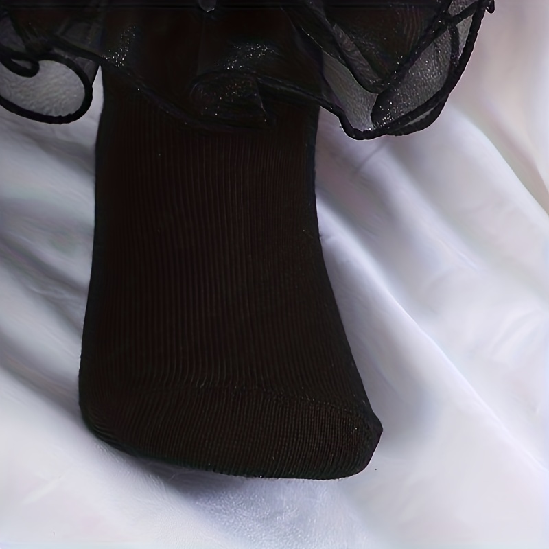 Kids Lace Dance Short Socks Large Flowers