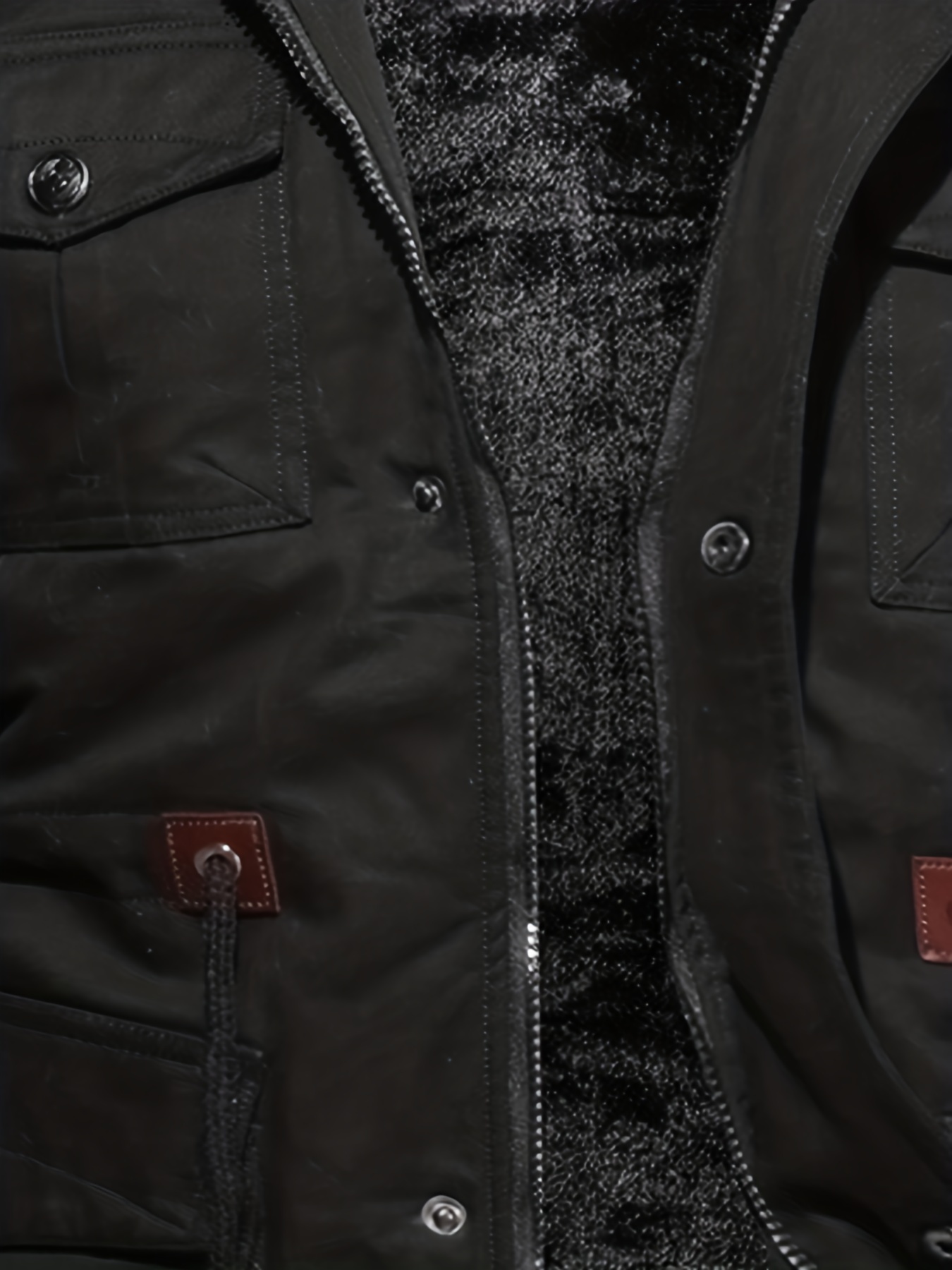 Multi Pocket Utility Leather Jacket - Black