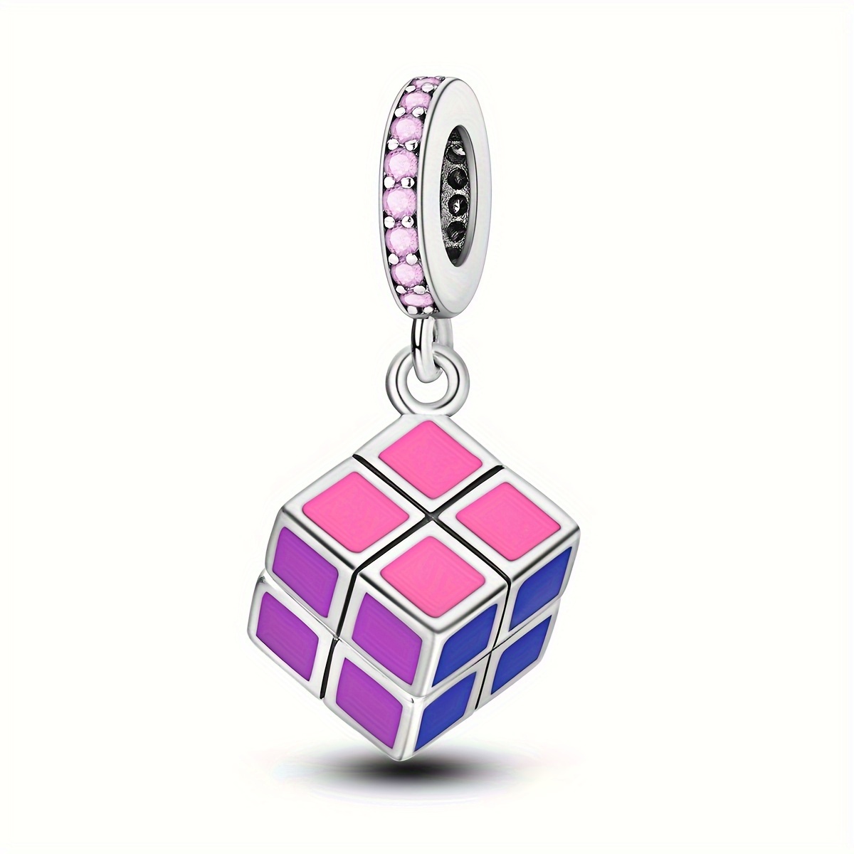 

1pc 925 Silver Plated Colorful Rotating Cube Charm Dice Cute Game Pendant Fits Original Bracelet Diy Jewelry Making Gift For Women