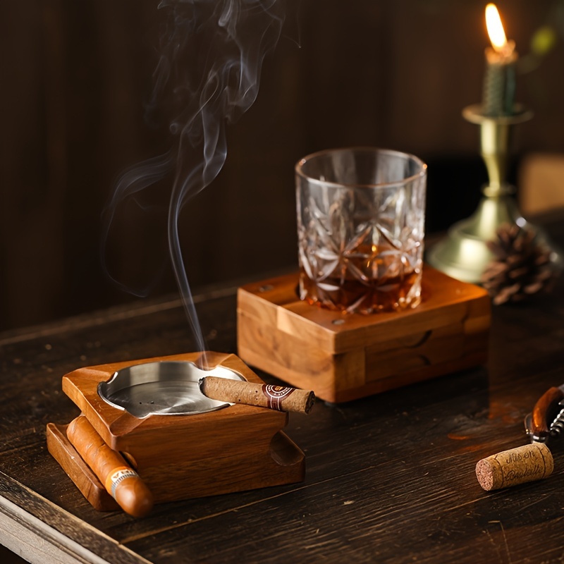 Holz Aschenbecher Whiskey Untersetzer, Zigarrenaschenbecher