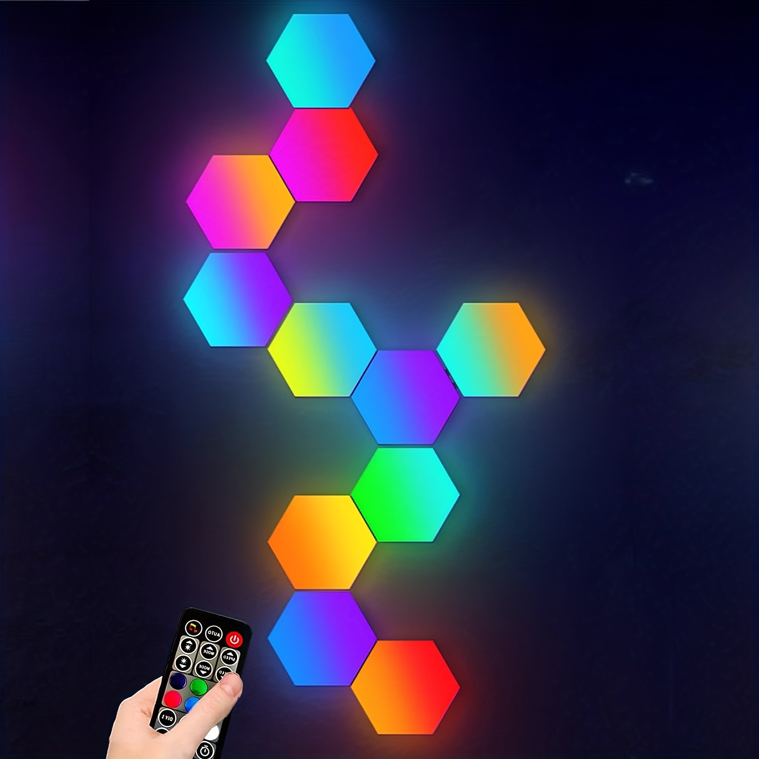 Smart Rgb Hexagon Led Wall Lights Sound Remote Control - Temu