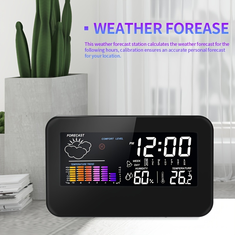 Indoor Temperature and Humidity Weather Station Clock with Sound