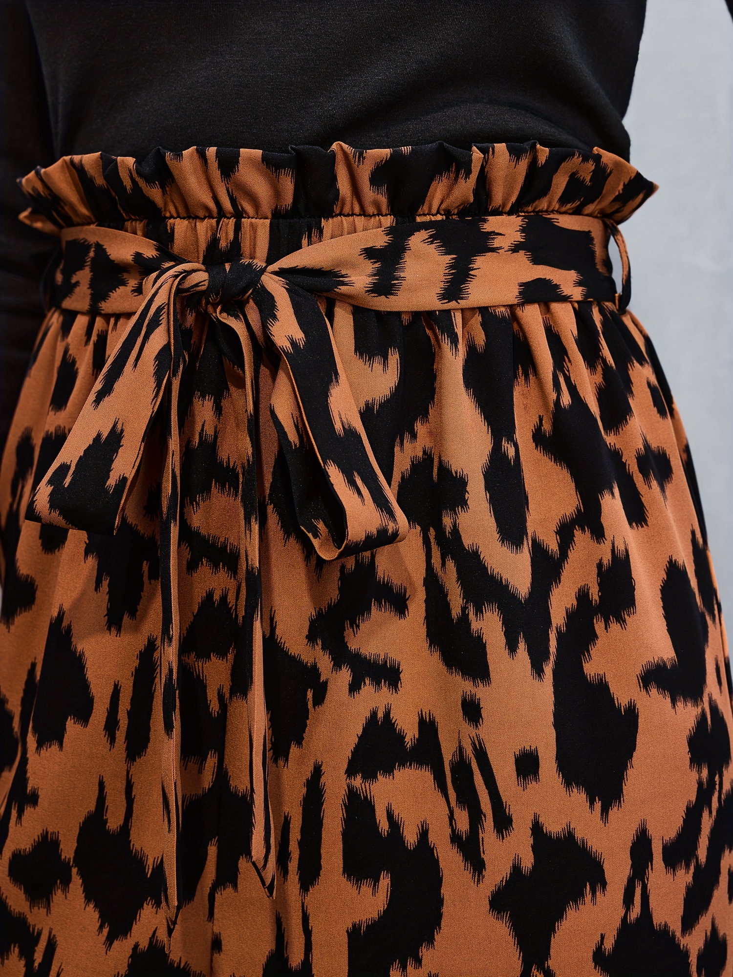 Leopard Print Splicing Jumpsuit Casual 3/4 Sleeve Wide Leg - Temu