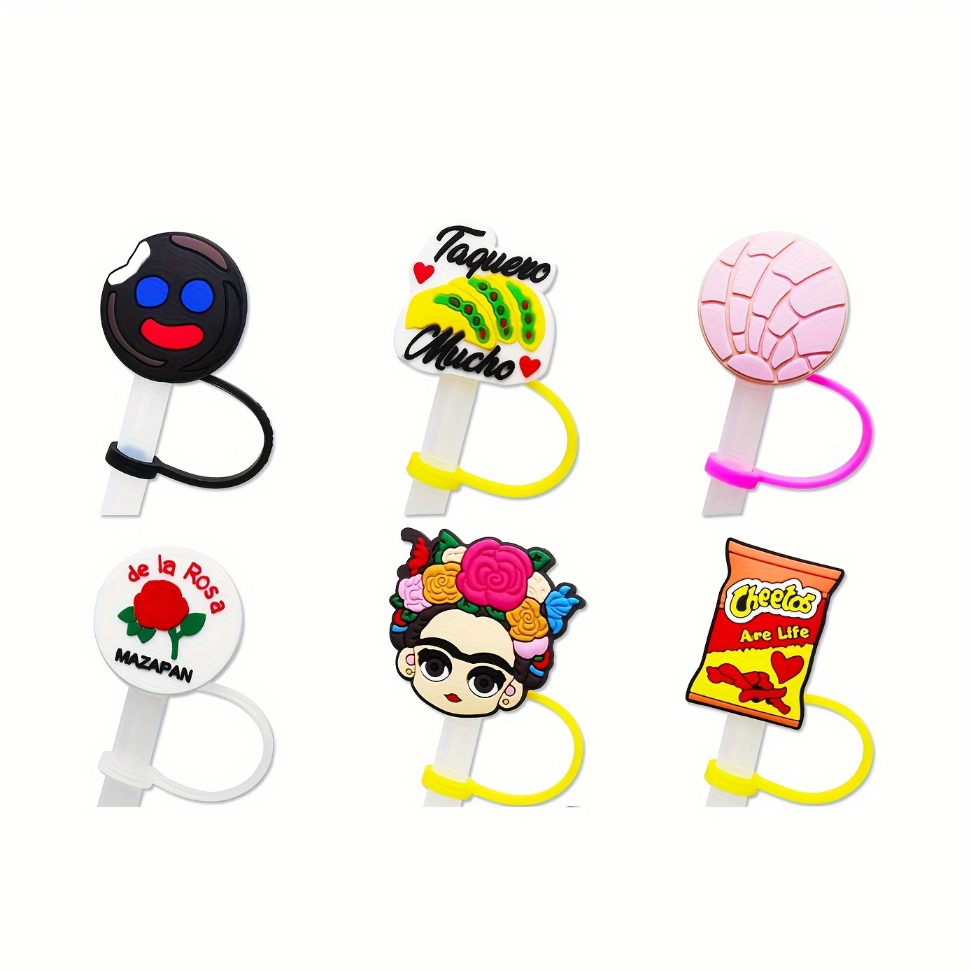 1pc Cartoon Design Dust-proof Silicone Straw Cover, Halloween Christmas  Style Reusable Straw Cap, Drinkware Accessory