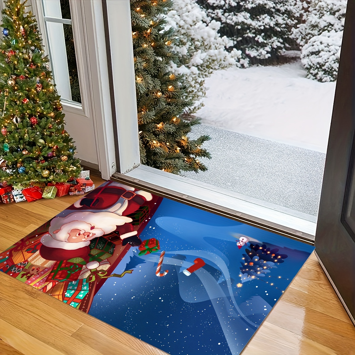 Kitchen Floor Mat, Bath Mat, Blue Christmas Decorations for Home