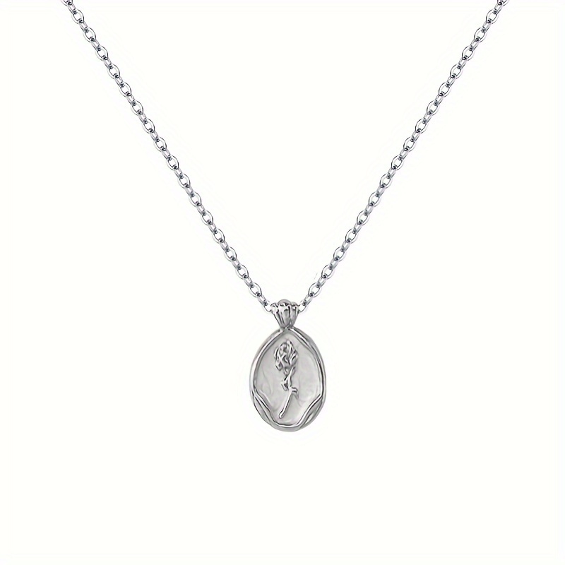 Women's Rose Oval Pendant Necklace, K Plated Bridal Wedding Gift