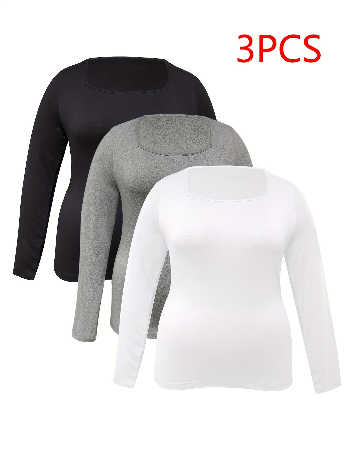 3 Pack: Womens Plus Size Crop Top Pullover Sweatshirt Sweater Fleece  Workout Athletic Clothes Running Fall Fashion Ladies Long Sleeve Crew Neck