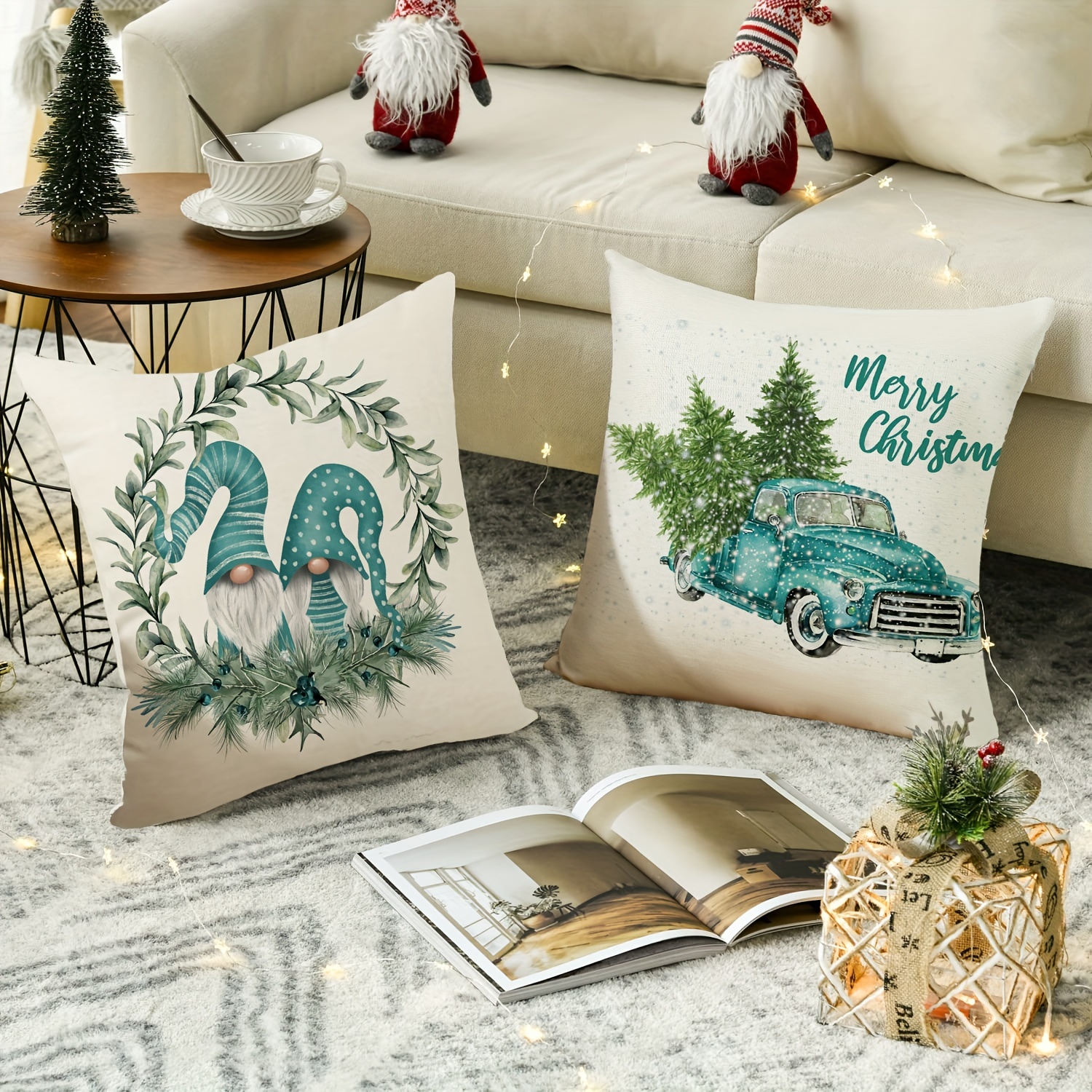 Christmas Snowman Truck Elf Christmas Tree Decor Throw Pillow Cover, Winter  Holiday Cushion Cover Decoration For Home Sofa Sofa Bed (pillow Insert Not  Included) - Temu