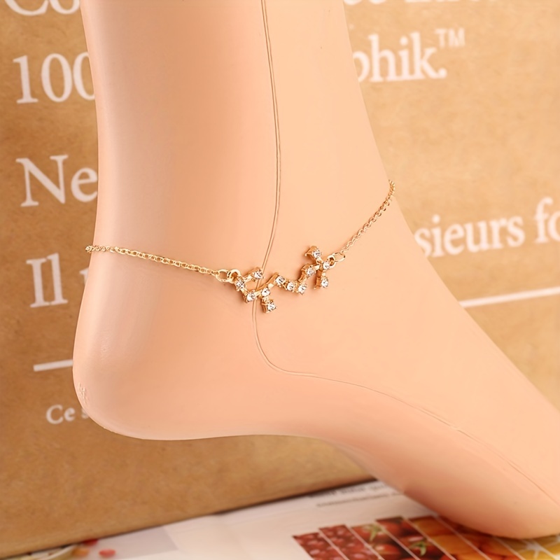 Capital Letter U-z Pendant Chain Anklet Summer Beach Boho Style