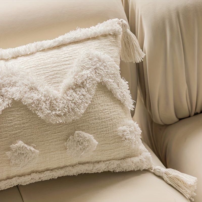 Chenille Pom Pom Tufted Decorative Lumbar Throw Pillow - Temu